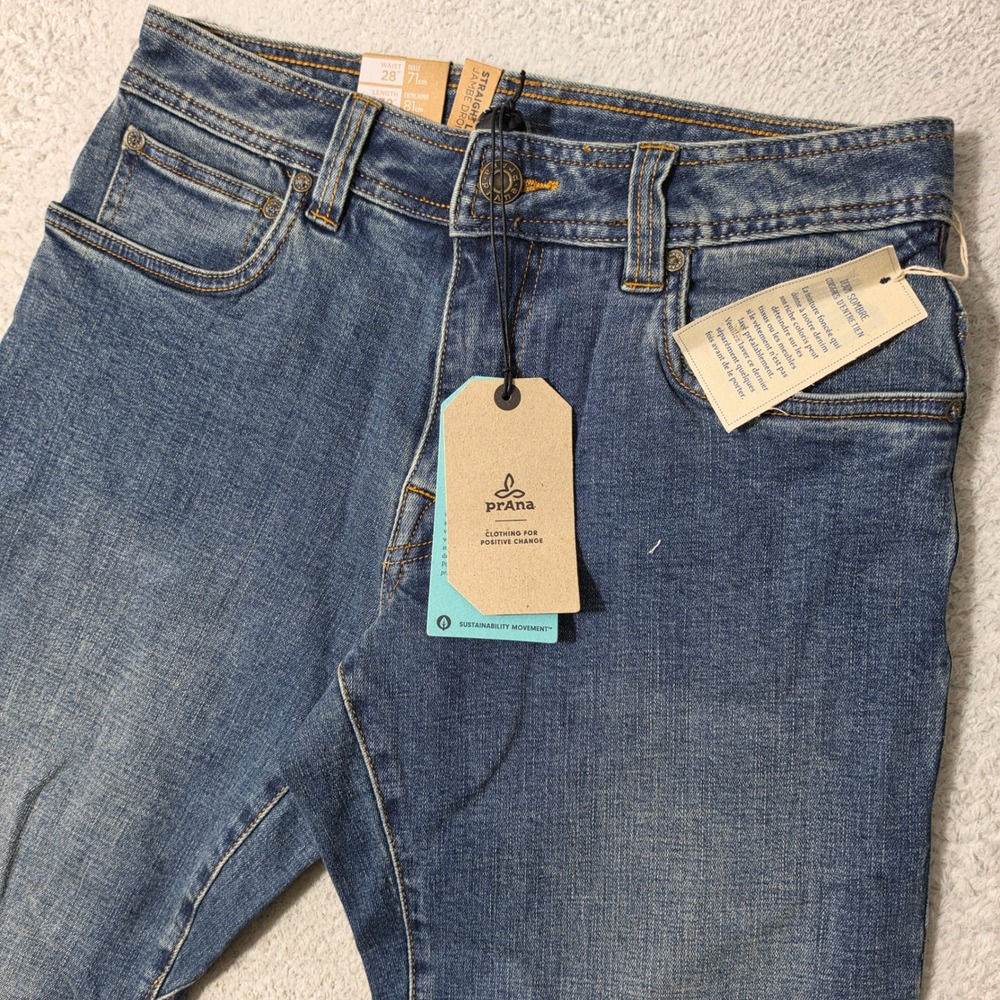 NEW!‎ Prana Axiom JEANS Mens 28/32 Antique Stone Wash Stretch Straight Leg Denim